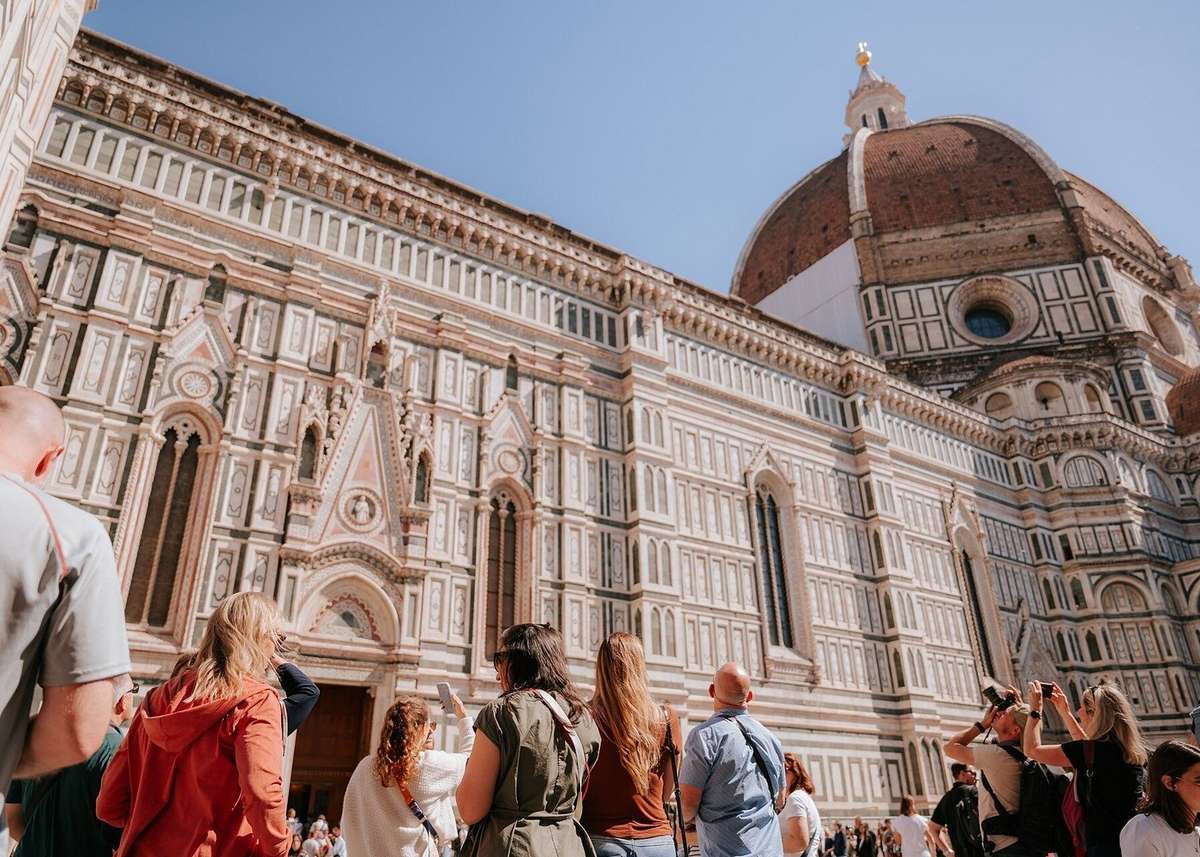 The tricolour marble facade of the Florence Duomo