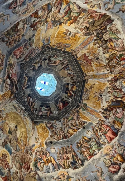 The Last Judgment frescoes by Vasari and Zuccari inside the dome